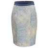 Smart And Joy Women's Blue Bi-material Brocade Short Skirt In Blue