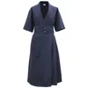 Smart And Joy Women's Blue Cotton Kimono Wrap Dress - Navy In Blue