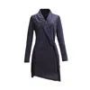 Smart And Joy Women's Blue Draped Velvet Dress With Liberty Print In Blue