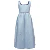 Smart And Joy Women's Blue Fit-and-flare Textured Jacquard Dress