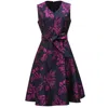 Smart And Joy Women's Blue Floral Brocade Skater Dress In Blue