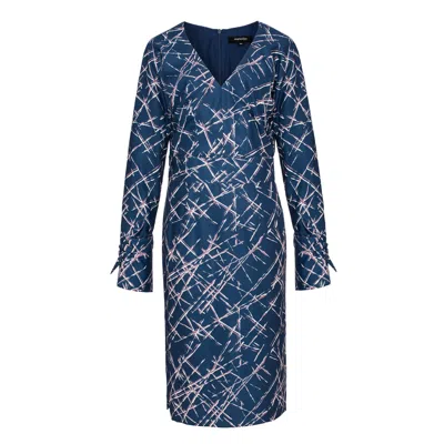 Smart And Joy Women's Blue Graphic Print High Waist Dress