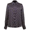 Smart And Joy Women's Blue Graphic Print Satin Long Sleeves Shirt - Navy In Blue