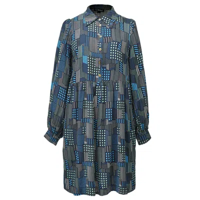 Smart And Joy Women's Blue Graphic Print Shirt-dress