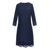 Smart And Joy Women's Blue Lace Trimmed Shift Dress In Blue