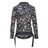 Smart And Joy Women's Blue Leaves Print V-neck Blouse In Blue
