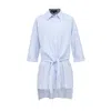 Smart And Joy Women's Blue Long Shirt With Knotted Panels In Front In Blue