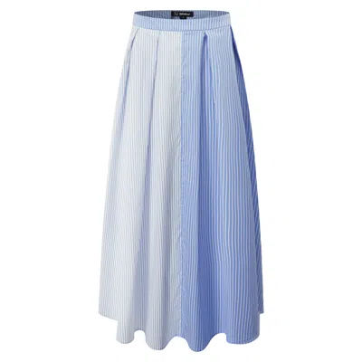 Smart And Joy Women's Blue Long Two-tone Cotton Skirt