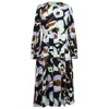 Smart And Joy Women's Blue Macro Abstract Print Round Neck Dress - Navy In Multi