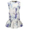 Smart And Joy Women's Blue Macro Floral Print Ruffle Mini Dress In Blue