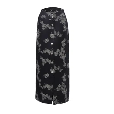 Smart And Joy Women's Blue Open Front Long Denim Skirt In Black