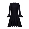 Smart And Joy Women's Blue Pleats Collar Preppy Knit Midi Dress In Blue