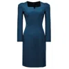 Smart And Joy Women's Blue Puffy Sleeves Fitted Dress - Teal In Blue