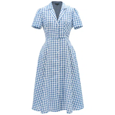 Smart And Joy Women's Blue Retro Shirt Dress With Checked Print