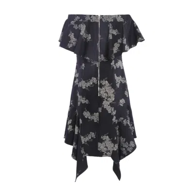 Smart And Joy Women's Blue Ruffle Bardot Denim Dress