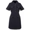 Smart And Joy Women's Blue Safari Style Short Dress