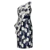 Smart And Joy Women's Blue Sculptural Flower Jacquard Bustier Dress In Blue