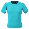 Smart And Joy Women's Blue Short Sleeves Round Neckline Knit Top - Teal In Blue