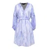Smart And Joy Women's Blue Short Trapeze Chiffon Dress With Abstract Print In Blue