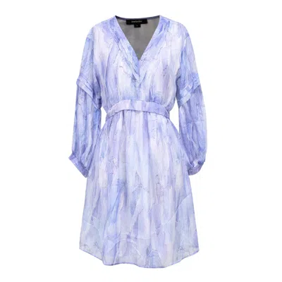 Smart And Joy Women's Blue Short Trapeze Chiffon Dress With Abstract Print