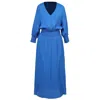 Smart And Joy Women's Blue Smocks Fit-and-flare V Cleavage Dress