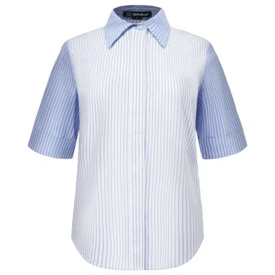 Smart And Joy Women's Blue Two-tone Cotton Shirt