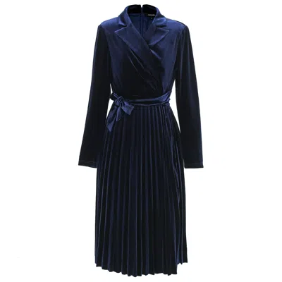 Smart And Joy Women's Blue Velvet Wrap Dress - Navy