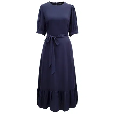 Smart And Joy Women's Blue Viscose Blouse-dress With Fluffy Hem - Navy