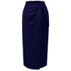 Smart And Joy Women's Blue Wrap Skirt Tied On Side - Navy In Blue