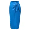 Smart And Joy Women's Blue Wrap Skirt Tied On Side In Blue