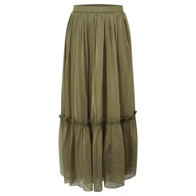 Smart And Joy Women's Boho-style Ruffled Skirt With Elastic Waistband - Green