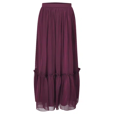 Smart And Joy Women's Boho-style Ruffled Skirt With Elastic Waistband - Purple In Multi
