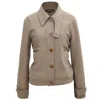 SMART AND JOY WOMEN'S BROWN BUTTONED COLLAR SHORT JACKET