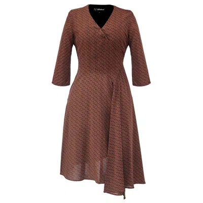 Smart And Joy Women's Brown Crossed Draped On Side Skater Dress - Rust