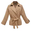 Smart And Joy Women's Brown Double Breasted Coton Trench-jacket - Camel In Brown