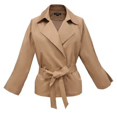 Smart And Joy Women's Brown Double Breasted Coton Trench-jacket - Camel