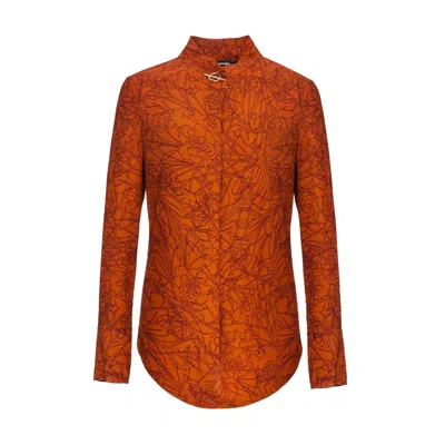 Smart And Joy Women's Brown Linear Flower Print Blouse