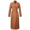 Smart And Joy Women's Brown Long Tailor Woolen Coat - Camel In Brown