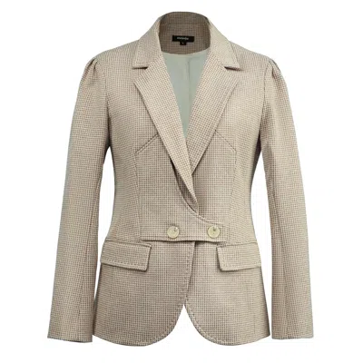 Smart And Joy Women's Brown Micro Houndstooth Strap-on-side-waist Jacket - Beige