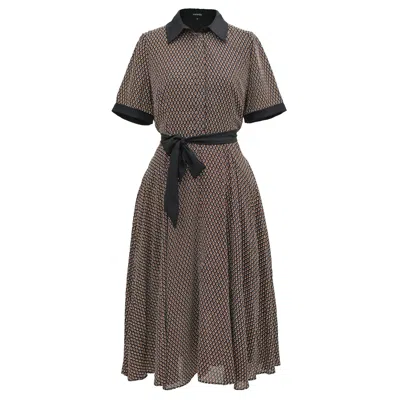 Smart And Joy Women's Brown Printed Shirt Dress Print And Contrasting Collar