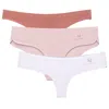 Smart And Joy Women's Brown / Rose Gold / White Victoria Glamour Trio Of Invisible Panties Sophisticated Touch