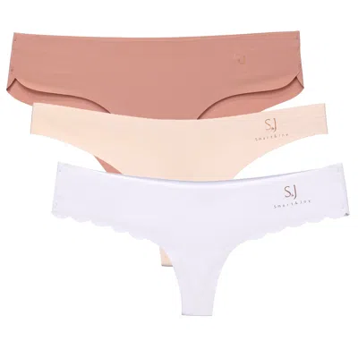 Smart And Joy Women's Brown / Rose Gold / White Whisper Kiss Comfort The Invisible And Soft Trio In Multi