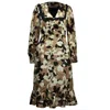 Smart And Joy Women's Brown Ruffle Collar Macro Flower Print Dress - Beige In Multi