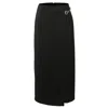 Smart And Joy Women's Buckle On Side Wrap Effect Skirt - Black In Black