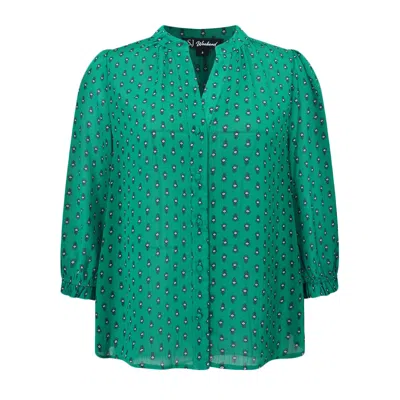 Smart And Joy Women's Button-down Printed Blouse - Green In Multi
