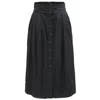 Smart And Joy Women's Buttoned Straight Skirt In Cotton - Black In Black