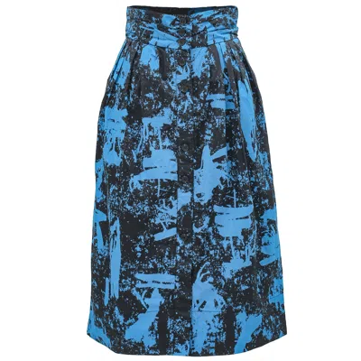 Smart And Joy Women's Buttoned Straight Skirt In Cotton - Blue