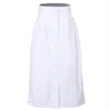 Smart And Joy Women's Buttoned Straight Skirt In Cotton - White In White