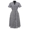 Smart And Joy Women's Checks Shirt Dress With Tailor Collar - Black & White In Black