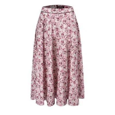 Smart And Joy Women's Cotton Midi Skirt With Floral Print Pink In Purple